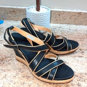 UGG Black Wedge Sandals with Crisscross Straps